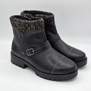 JSport Womens Violet Black Boots with Knit Cuff and Memory Foam Comfort Sz 6 & 7